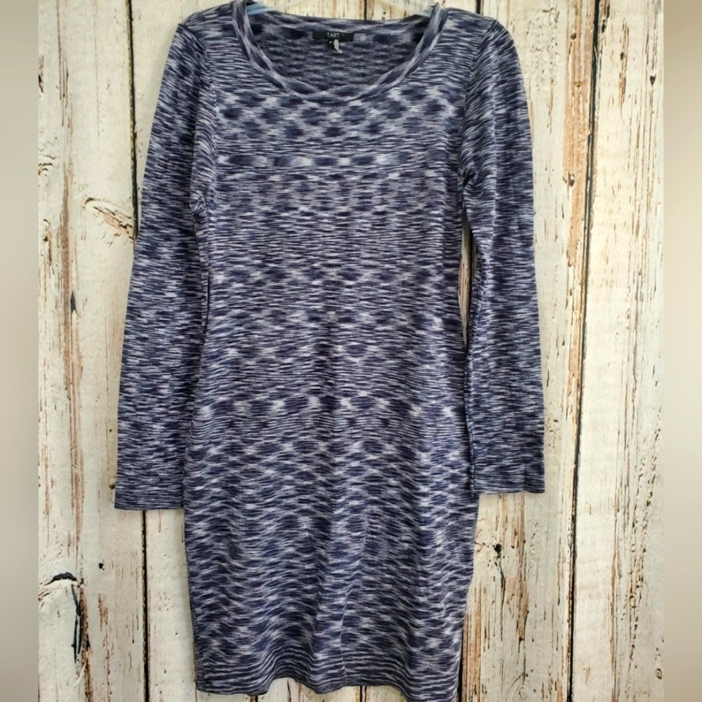 Tart Women's Medium Gray Spacedye Long-Sleeve Bodycon Form-Fitting Dress EUC